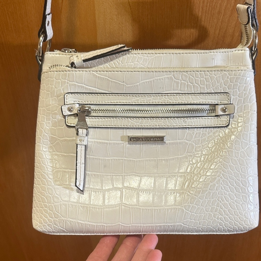 Dana Buchman crocodile-embossed leather crossbody bag.